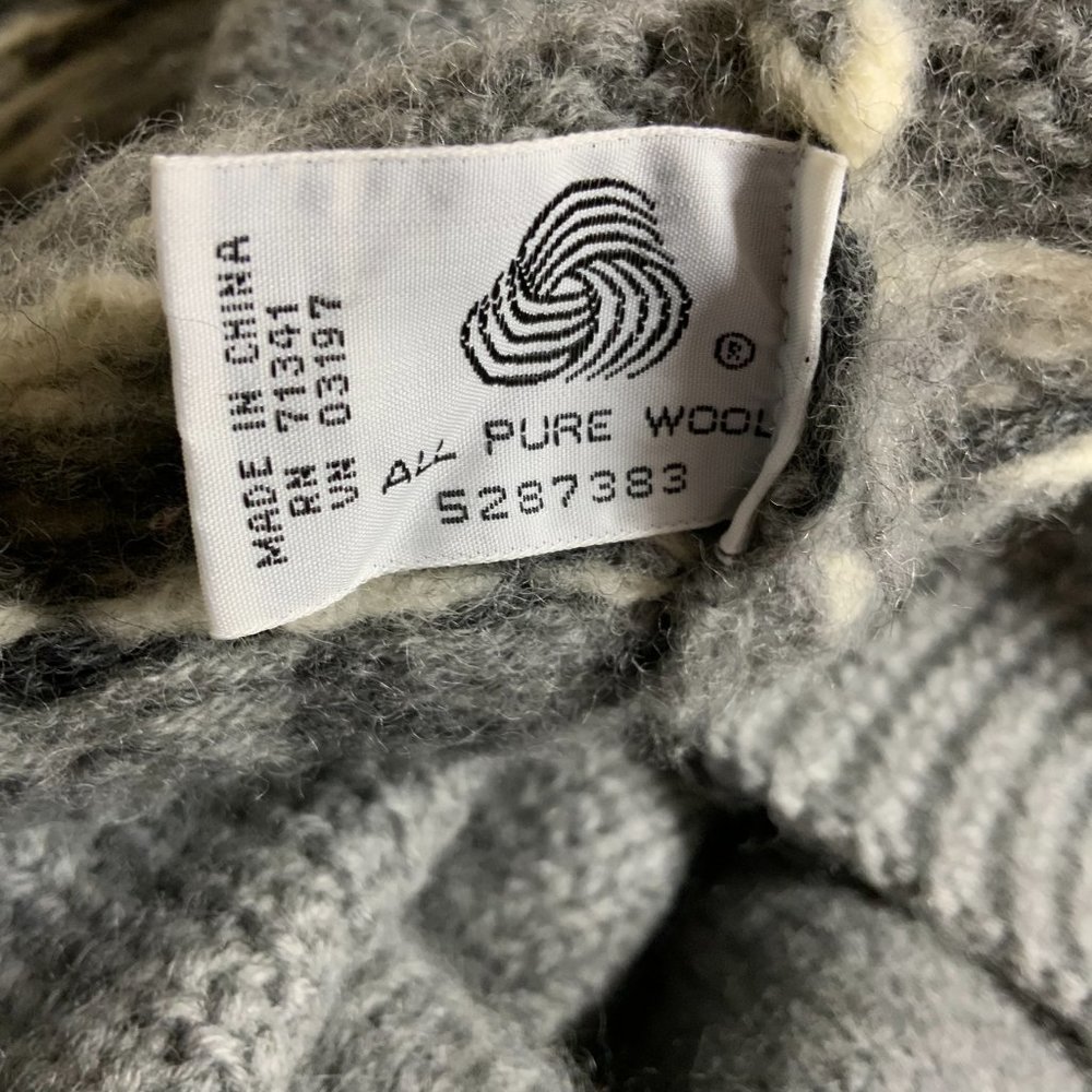 Vintage Wool LL Bean Fair Isle Sweater Zip Cardigan Grunge Holes Chunky Heavy XL - Picture 10 of 14